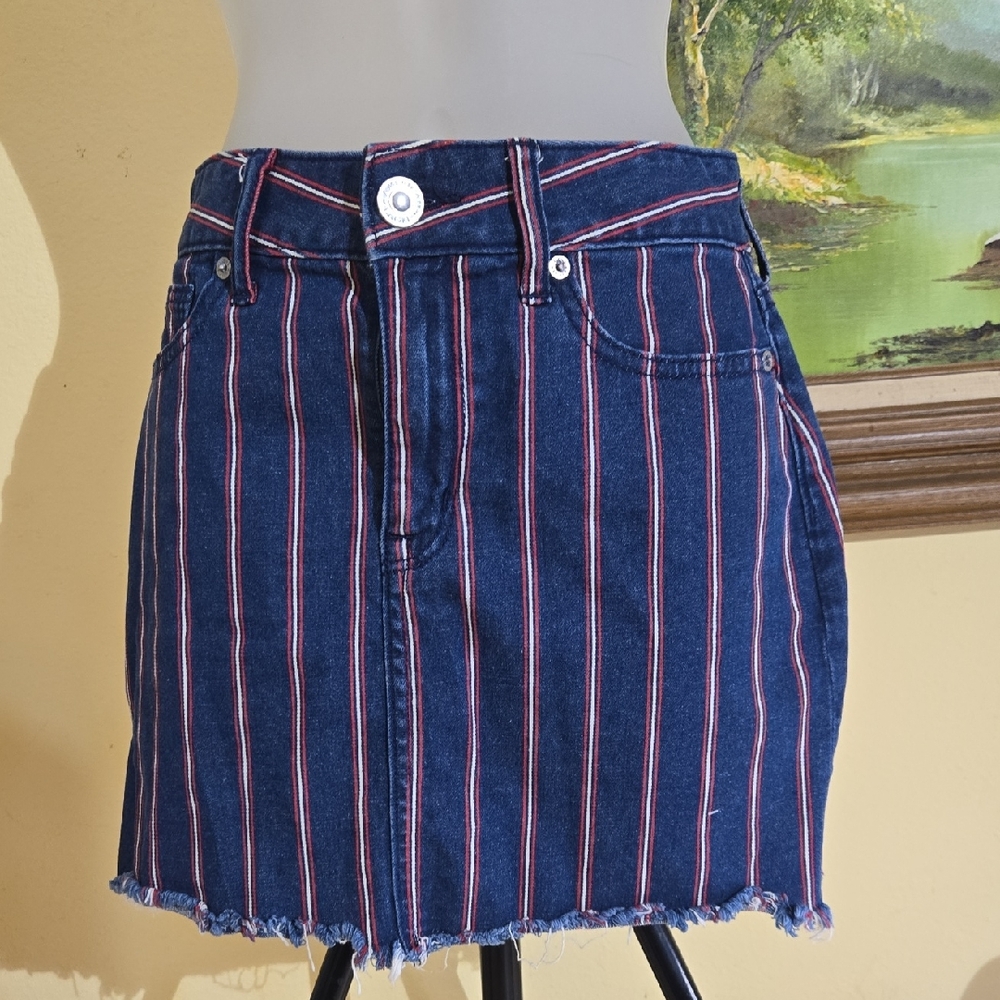 Striped Denim Mini Skirt K21